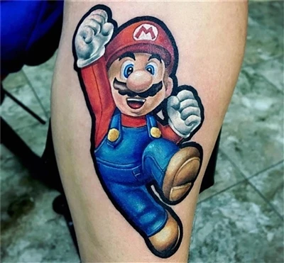 Mario Bross Tattoo utført av @ nacho_serrano_2012 Fra Argentina med #sparkcar...