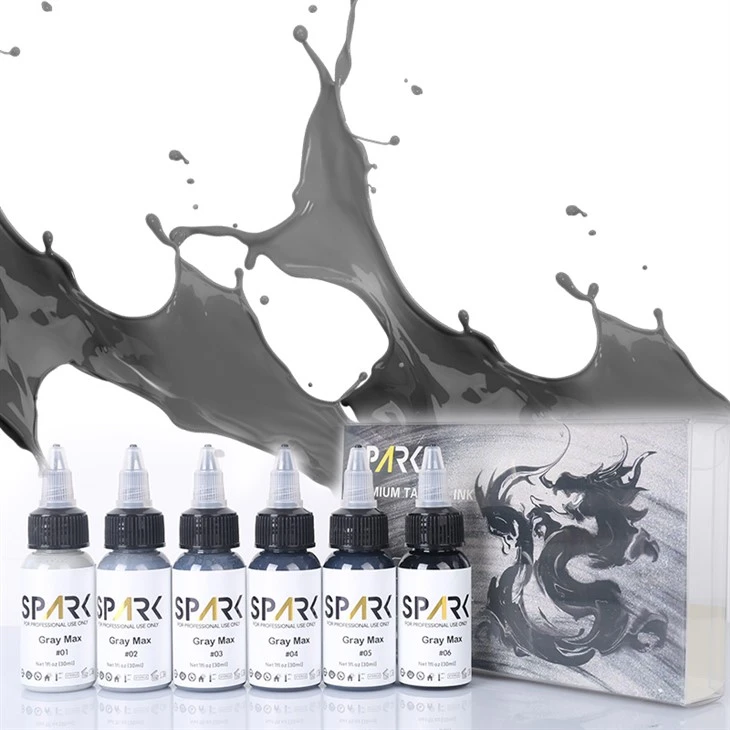 Professional Spark Grey Tattoo Ink Set 30ml/1oz Organic Liquid Pigment Set Artist Custom Permanent Makeup Ink