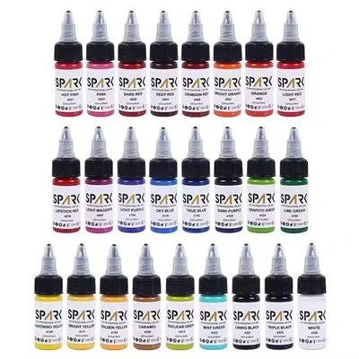 50 Color Set Spark Wholesale Organic Best Pigment 1 Oz 30 ml Disponible Professional Bottle Makeup Midlertidig blekk Tatovering