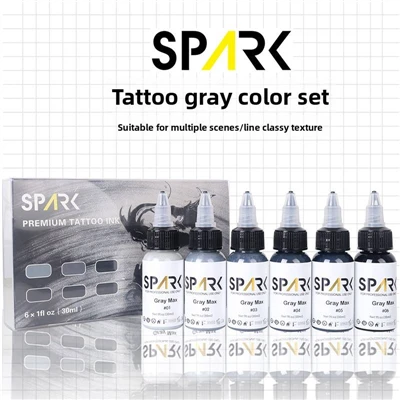 Profesjonell tilpasset permanent sminke blekksett Spark grå 30 ml/1oz organisk tatovering blekk for tatoveringsartister