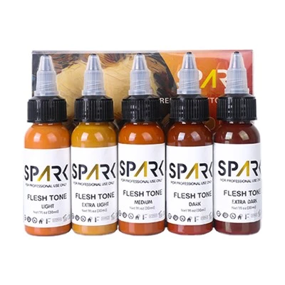 Spark Professional Premium 30ml Organic 5-Color Skin Tone Set Tattoo Ink For Permanent Makeup and Body Art