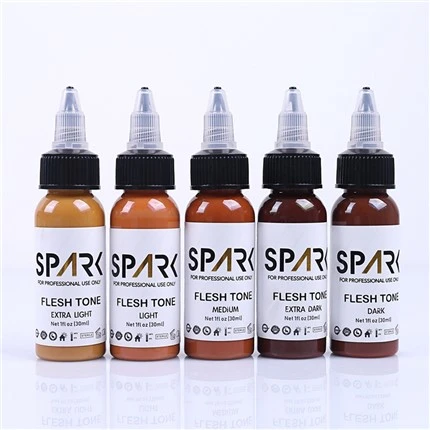 Tatoveringsblekk 1OZ Hudfargesett Ink Series Spark Tattoo Ink For Cover Ups Blanding av kosmetiske tatoveringer