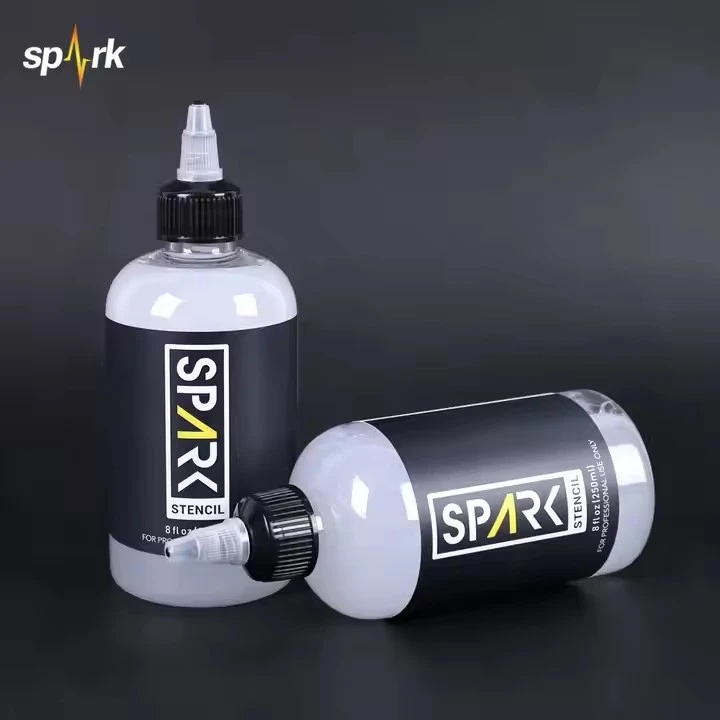 Spark Realistisk vegansk sjablongvennlig Fast - Tørking Formula Stuff Transfer Gel 8 fl oz (240 ml) for tatoveringsstencil Application