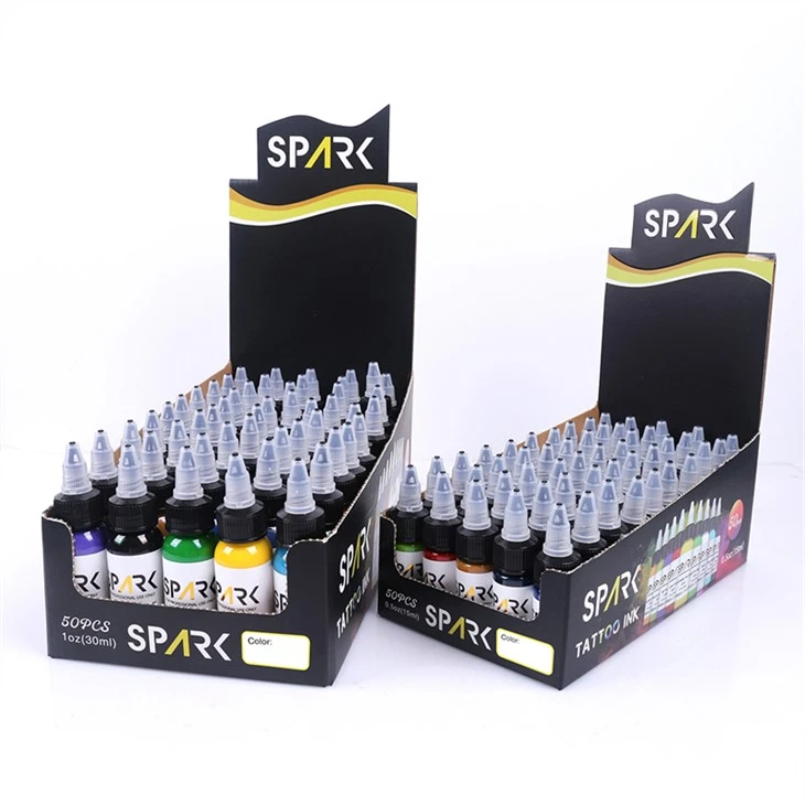 50 fargesett blyfri tatoveringsblekk Spark Tattoo Ink Sett Profesjonell tatoveringsblekkskjerm